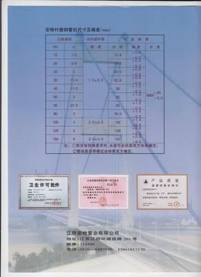 【供應(yīng)襯塑復合鋼管管材 管件及管材生產(chǎn) 安特供應(yīng) 詳情來電】價格,廠家,圖片,復合管,江陰安特管業(yè)-